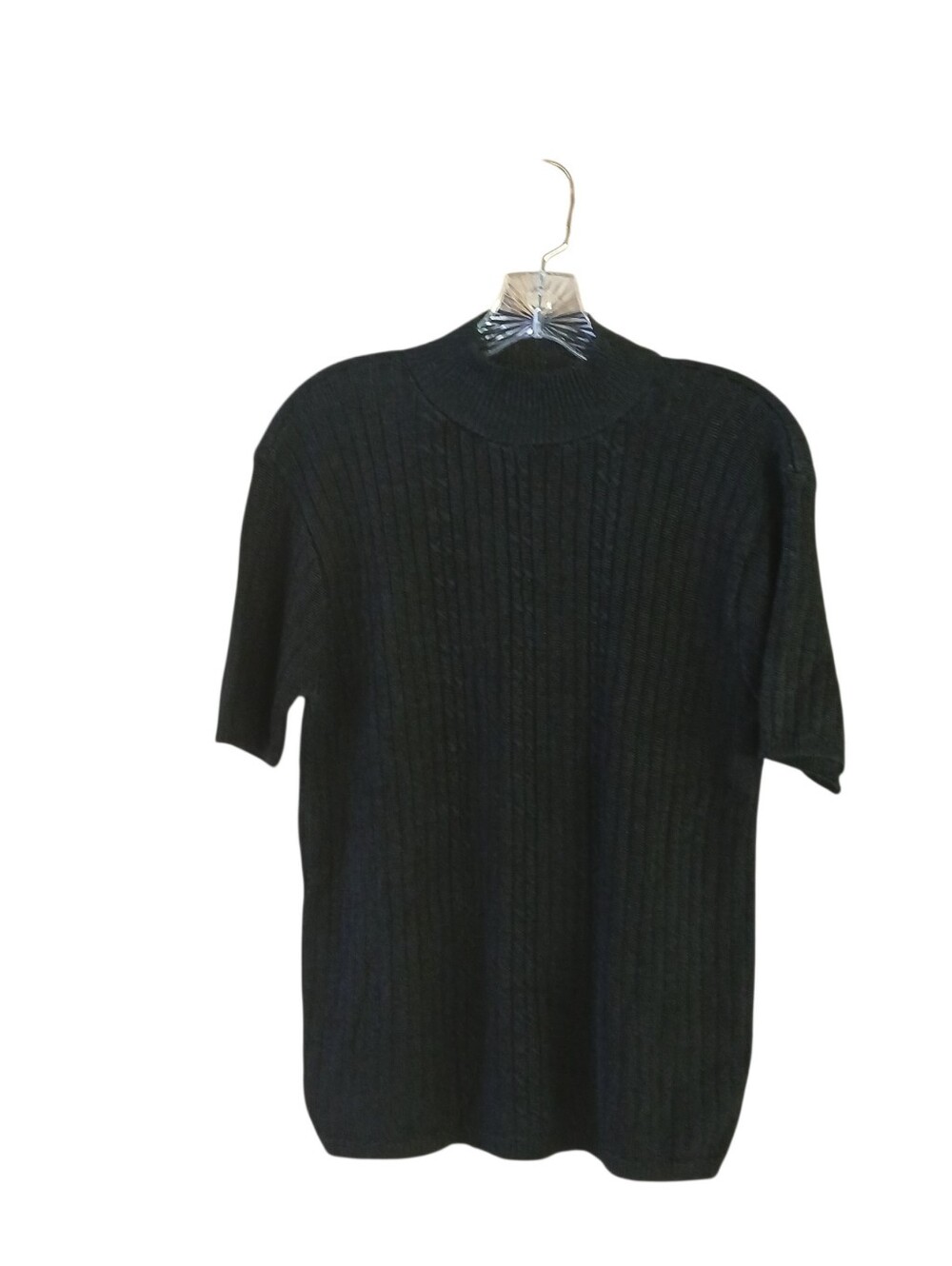 Cotton Forever Vintage Black Mock Neck Short Sleeved Sweater Medium